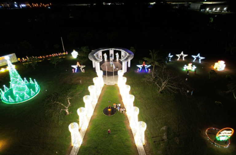 Tinian Veterans Memorial Park illuminated for the holidays